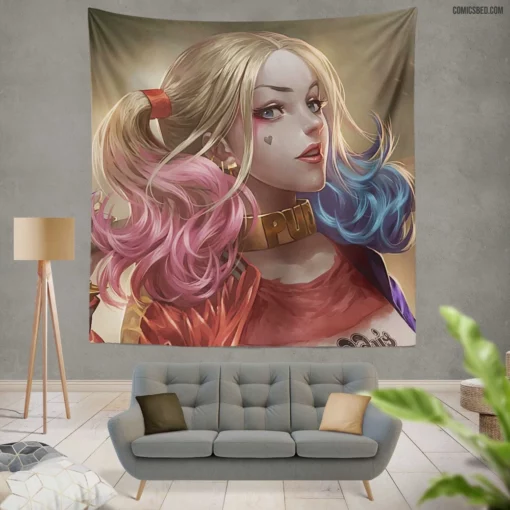 Blonde Jester Unleashed Harley Quinn Chronicles Comic Wall Tapestry