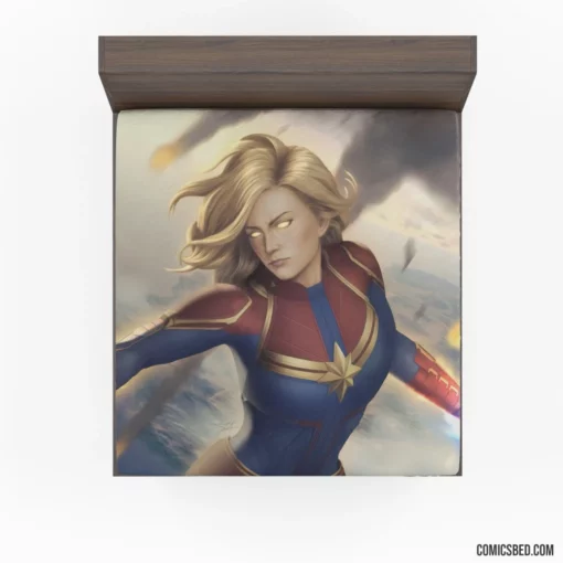 Blonde Marvel Might Captain Marvel Quest Comic Fitted Sheet 1