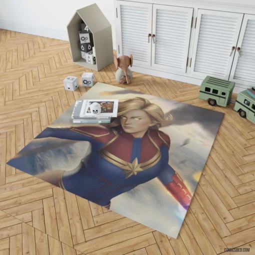 Blonde Marvel Might Captain Marvel Quest Comic Rug 1