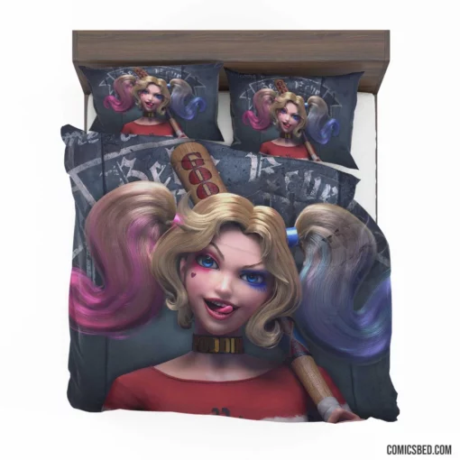 Blonde Twintailed Jester DC Harley Quinn Comic Bedding Set 1