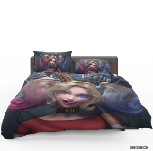 Blonde Twintailed Jester DC Harley Quinn Comic Bedding Set