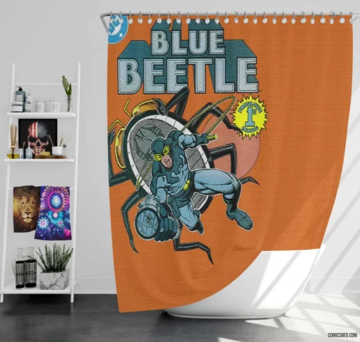 Blue Beetle DC Scarab Hero Comic Shower Curtain