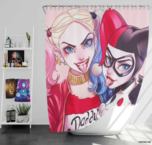 Blue-Eyed Jester DC Harley Quinn Chronicles Comic Shower Curtain