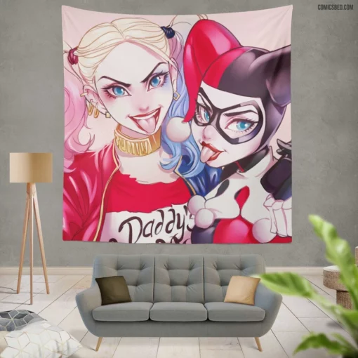 Blue-Eyed Jester DC Harley Quinn Chronicles Comic Wall Tapestry