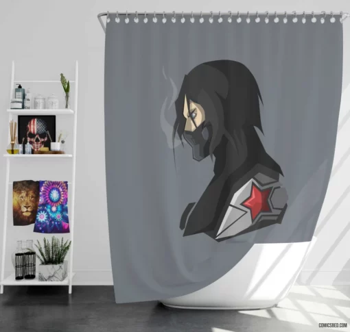 Bucky Barnes Winter Soldier Exploits Comic Shower Curtain