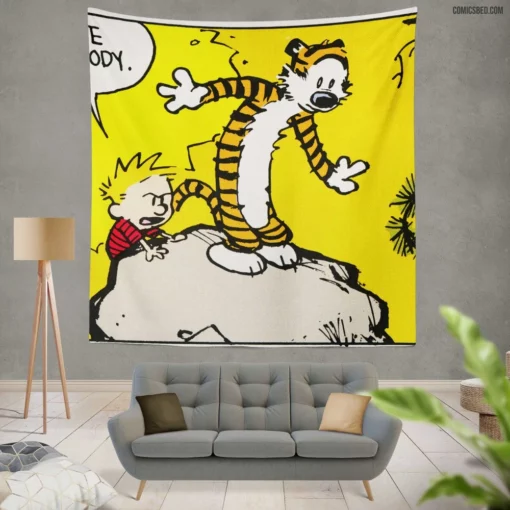 Calvin & Hobbes Cartoon Fun Comic Wall Tapestry