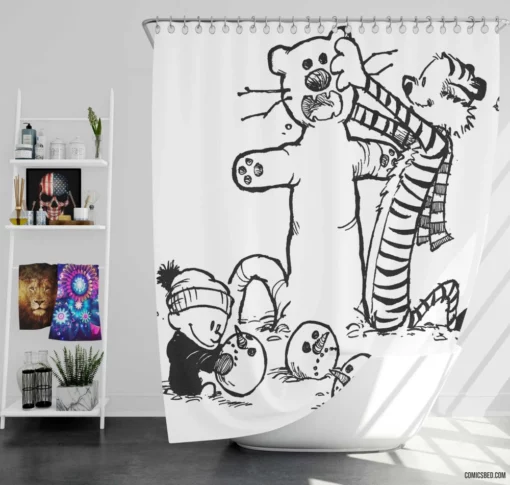 Calvin & Hobbes Dynamic Pair Comic Shower Curtain