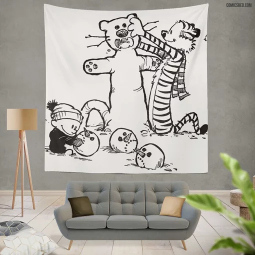 Calvin & Hobbes Dynamic Pair Comic Wall Tapestry