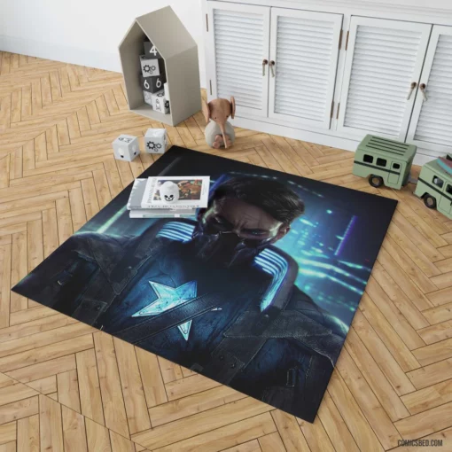 Captain America Cyberpunk Marvel Hero Comic Rug 1