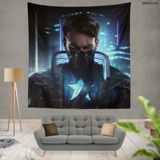 Captain America Cyberpunk Marvel Hero Comic Wall Tapestry