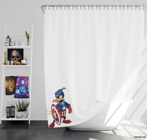 Captain America Donald Duck Disney Comic Shower Curtain