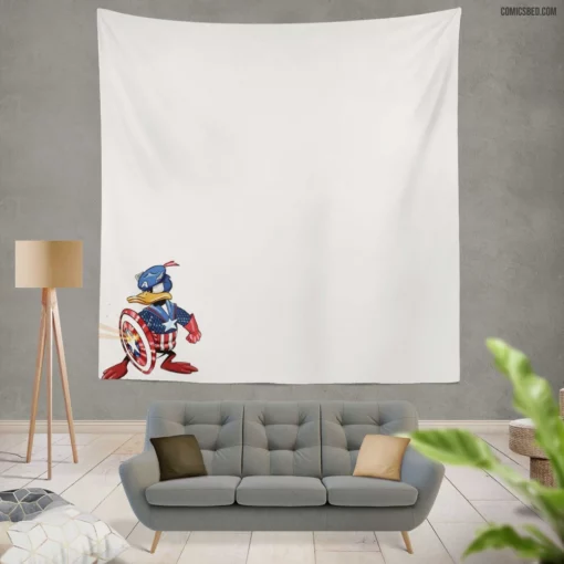 Captain America Donald Duck Disney Comic Wall Tapestry