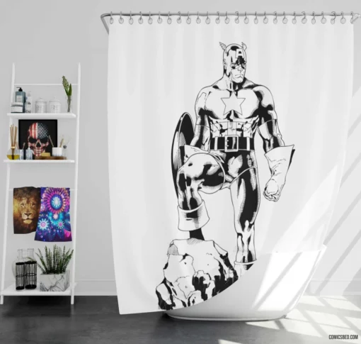 Captain America Heroic Icon Comic Shower Curtain