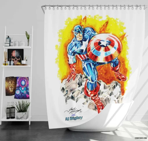 Captain America Heroic Journey Continues Comic Shower Curtain