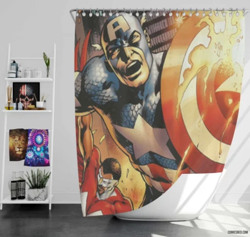 Captain America Iconic Hero Comic Shower Curtain