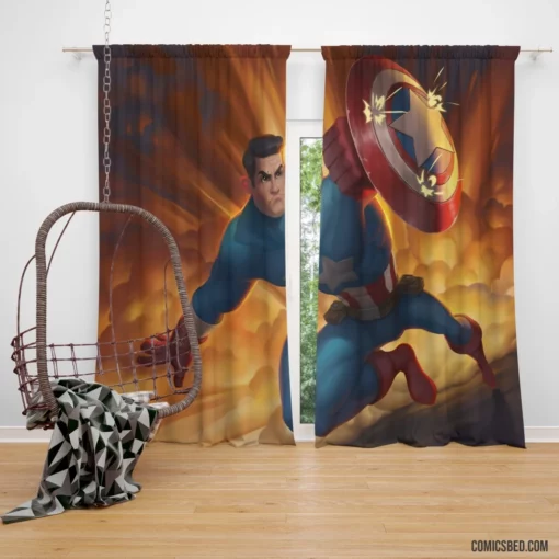 Captain America Marvel Defender Comic Curtain