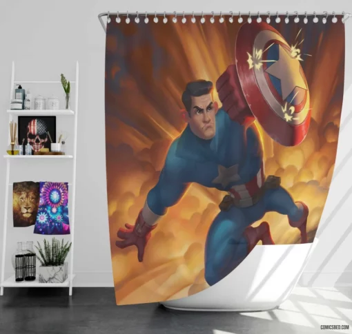 Captain America Marvel Defender Comic Shower Curtain