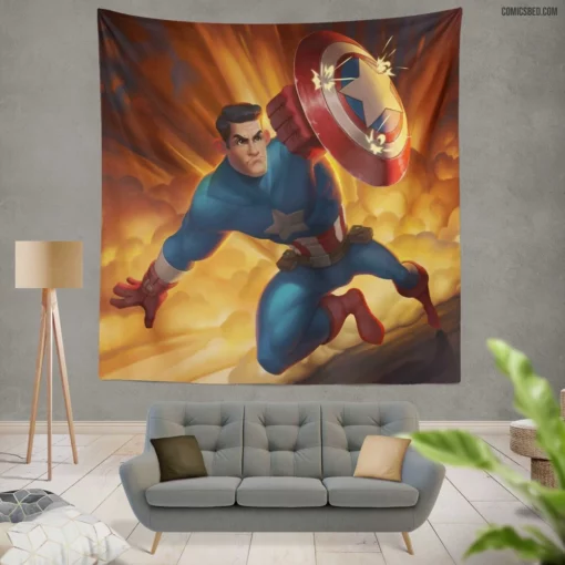 Captain America Marvel Defender Comic Wall Tapestry