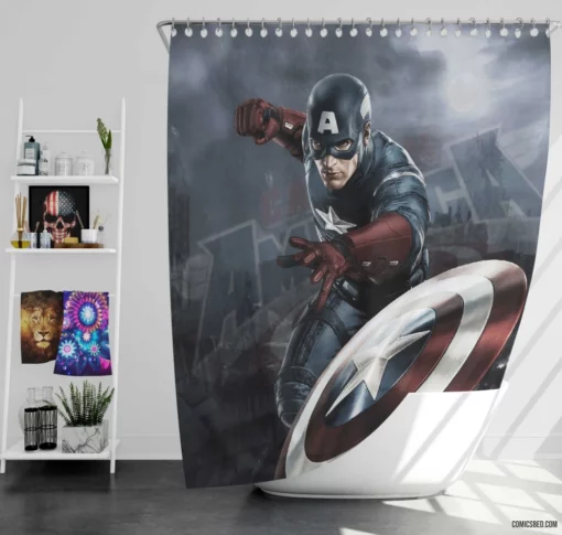 Captain America Marvel Patriot Comic Shower Curtain