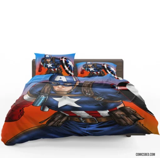 Captain America Marvel Patriotic Avenger Comic Bedding Set