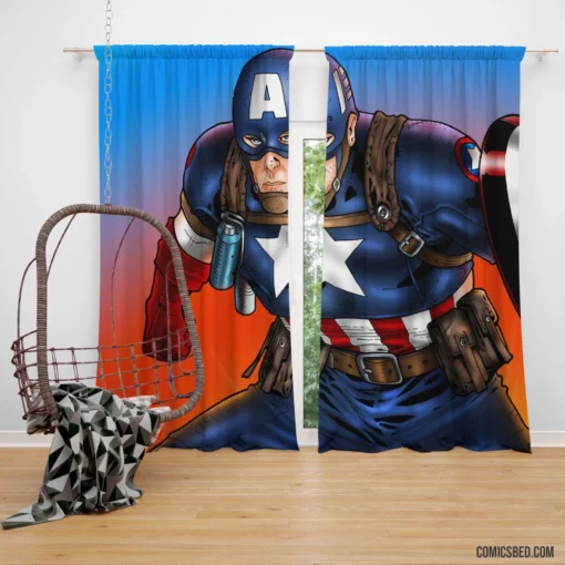 Captain America Marvel Patriotic Avenger Comic Curtain