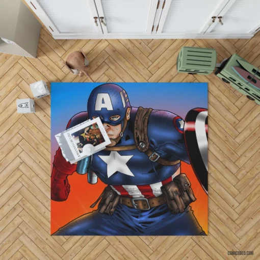 Captain America Marvel Patriotic Avenger Comic Rug