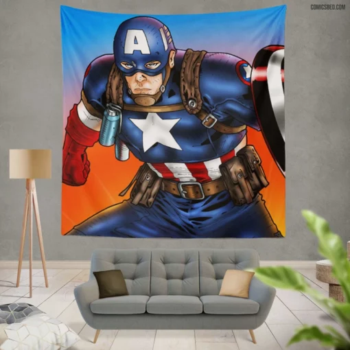 Captain America Marvel Patriotic Avenger Comic Wall Tapestry