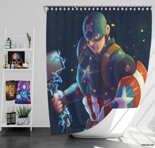 Captain America Marvel Shieldbearer Comic Shower Curtain