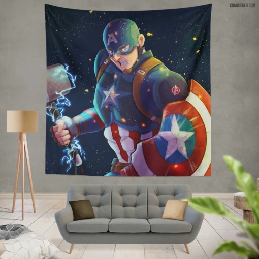 Captain America Marvel Shieldbearer Comic Wall Tapestry