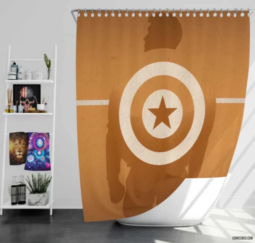 Captain America Minimalist Marvel Sentinel Comic Shower Curtain