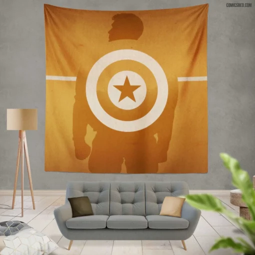 Captain America Minimalist Marvel Sentinel Comic Wall Tapestry