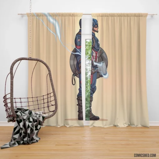 Captain America Mjolnir Marvel Hero Comic Curtain