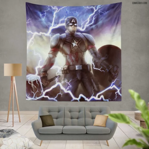 Captain America Mjolnir Marvel Mightiest Comic Wall Tapestry