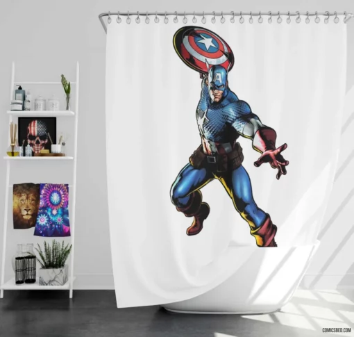 Captain America Patriot Quest Comic Shower Curtain