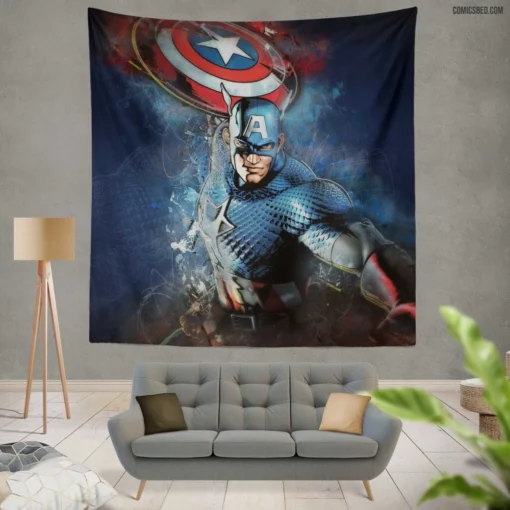 Captain America Sentinel of Justice Comic Wall Tapestry