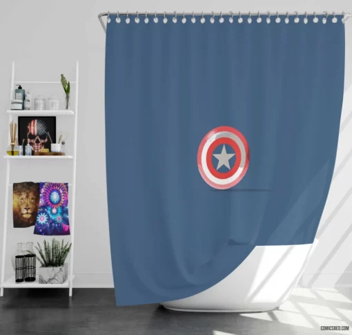 Captain America Shield Defenders Comic Shower Curtain