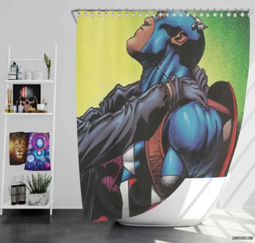 Captain America Shielded Avenger Comic Shower Curtain