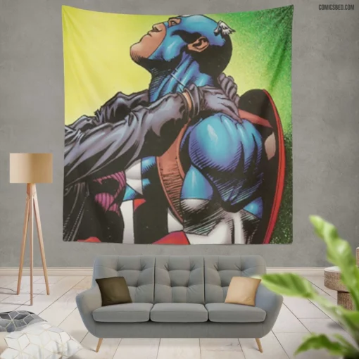 Captain America Shielded Avenger Comic Wall Tapestry