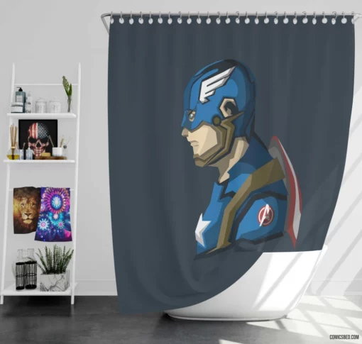 Captain America Shielded Sentinel Comic Shower Curtain