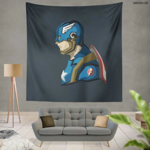 Captain America Shielded Sentinel Comic Wall Tapestry