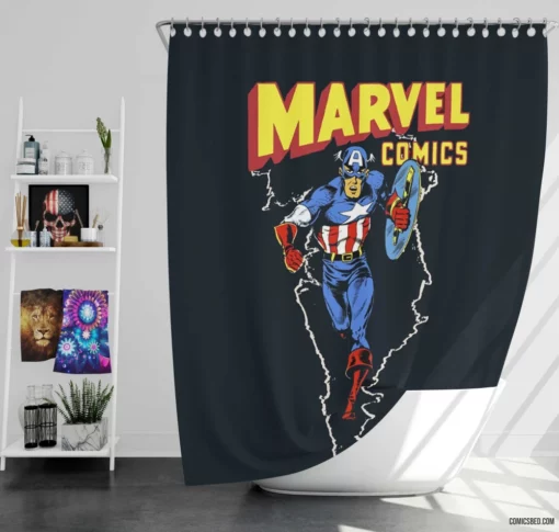 Captain America Star-Spangled Avenger Comic Shower Curtain