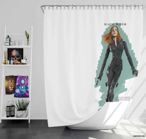 Captain America Winter Soldier Black Widow Comic Shower Curtain