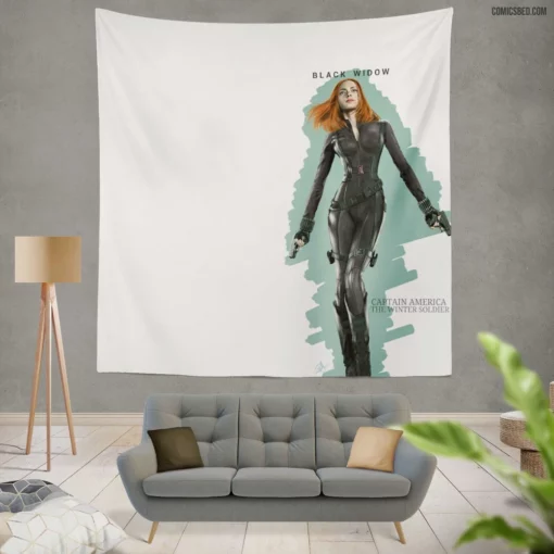 Captain America Winter Soldier Black Widow Comic Wall Tapestry