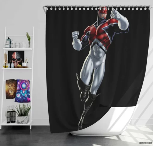 Captain Britain British Defender Comic Shower Curtain