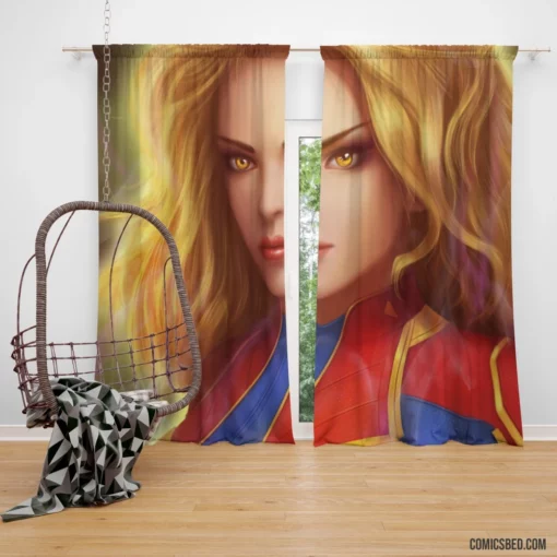 Captain Marvel Blonde Marvel Hero Comic Curtain