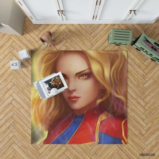 Captain Marvel Blonde Marvel Hero Comic Rug