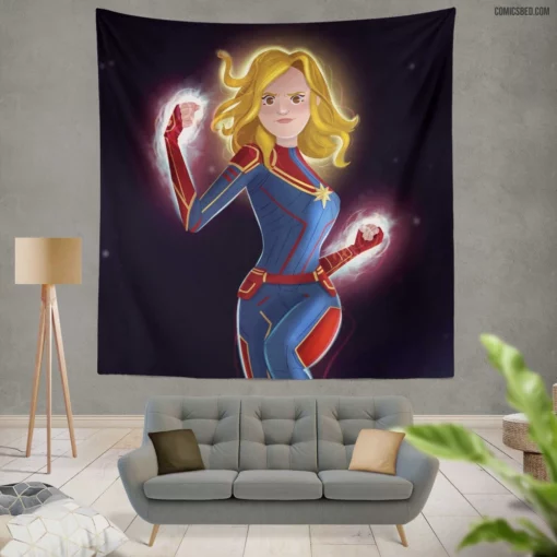 Captain Marvel Marvel Blonde Heroine Comic Wall Tapestry