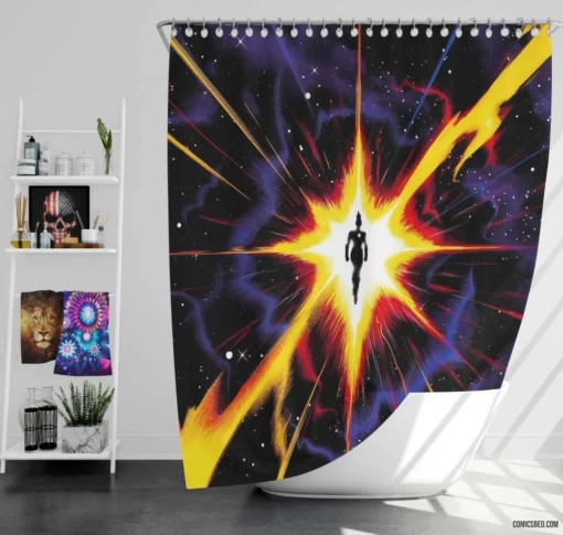 Captain Marvel Marvel Cosmic Avenger Comic Shower Curtain