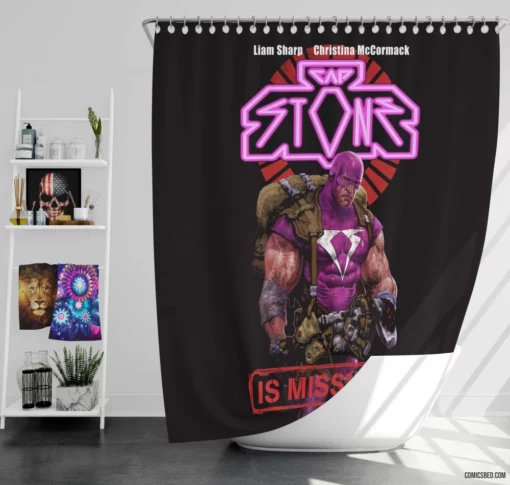 Captain Stone Heroic Quest Comic Shower Curtain