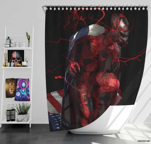 Carnage U.S.A. Symbiote Rampage Marvel Comics Shower Curtain